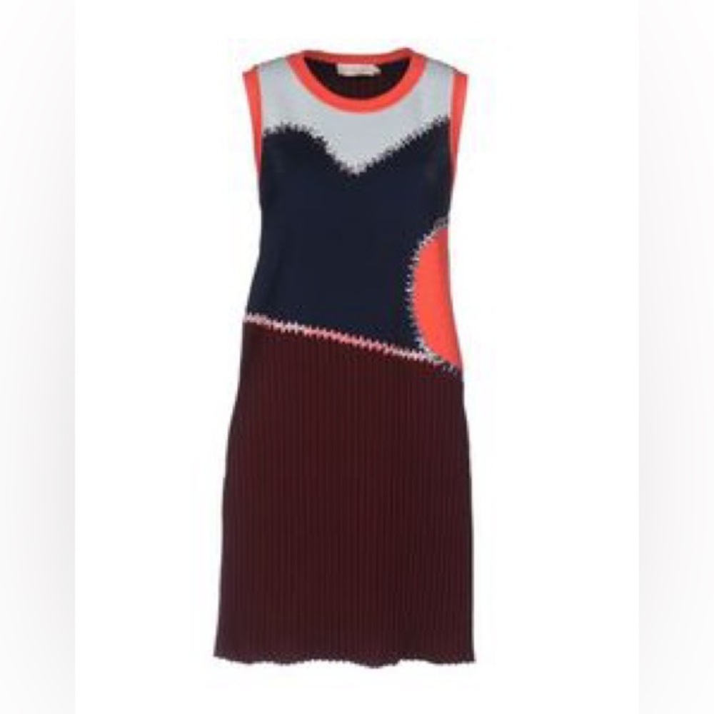 Tory Burch Navy and Red Colorblock Mini Dress